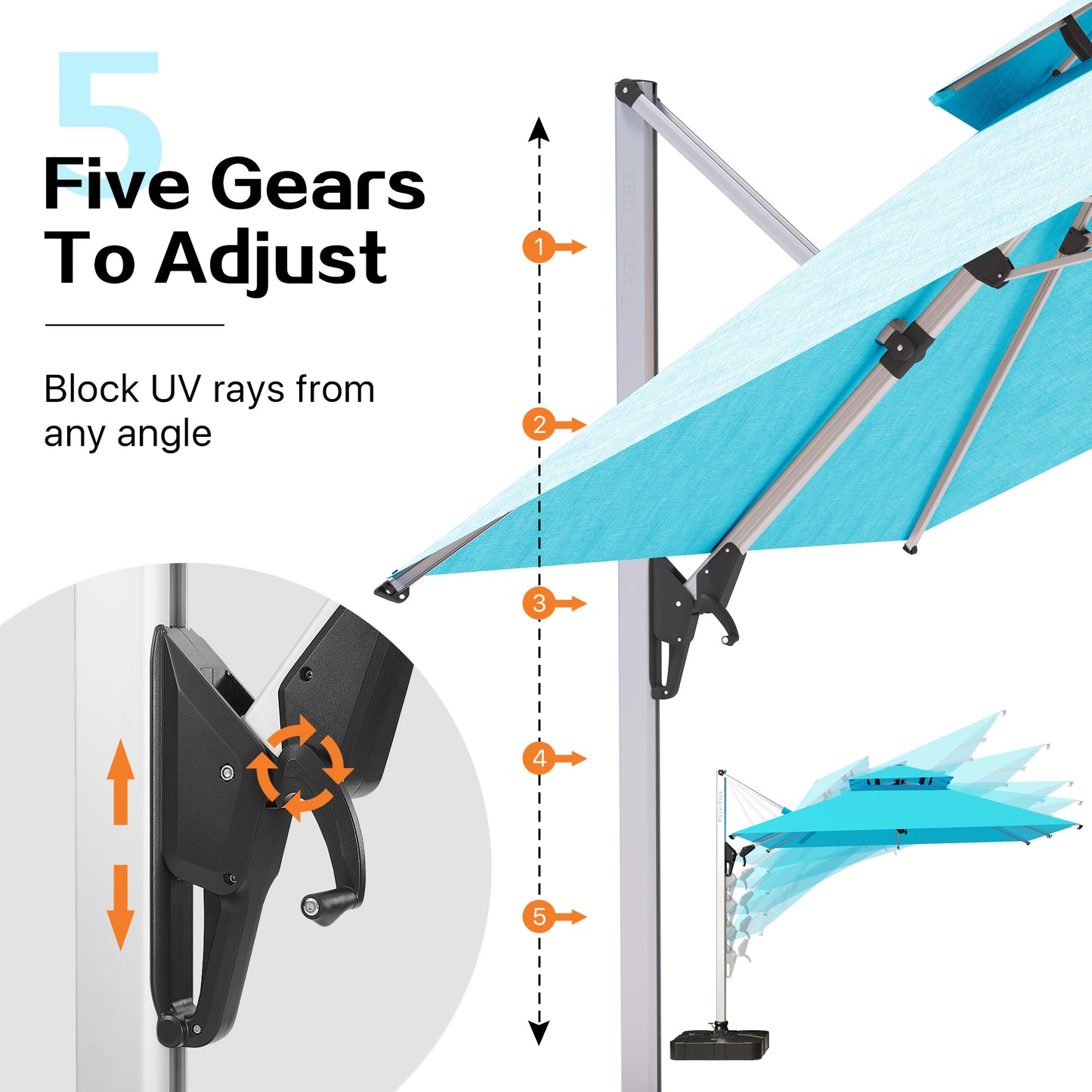 PATIO TREE Milano 10ft Square Cantilever Umbrella Double Top