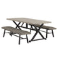 3 Pieces Patio Dining Set Outdoor Aluminum Rectangular Dining Table and Wicker Outdoor Bench