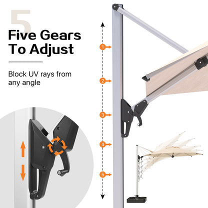 PATIO TREE Belize 11ft Large Round Patio Cantilever Umbrella For Garden Pool Porch