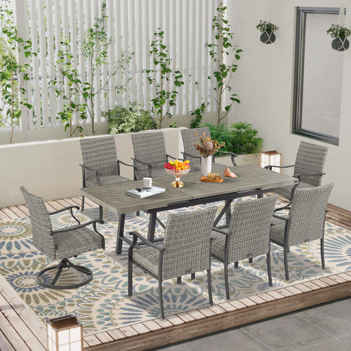 Patio 6 Person & 8 Person Automatic Extendable Dining Set