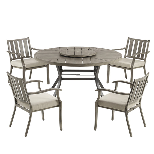 Azur Patio 4 Person & 6 Person Round 59.5" Dining Set With Removable Lazy Susan And Sunbrella Cushions