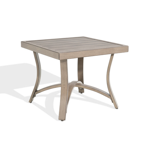 Chamber Patio Aluminum Square End Table with Half Arc Bottom