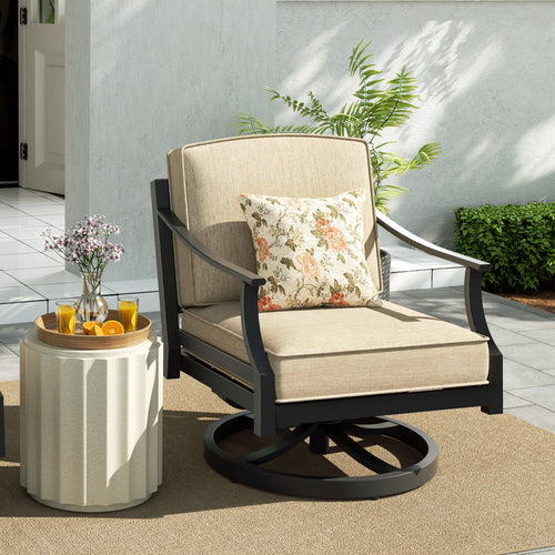 Tamarin Patio Aluminum Swivel Club Chair With Sunbrella Cushions