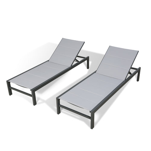 PEAKHOME Outdoor Chaie Lounges with Wheels and Quick Dry Foam Set of 2