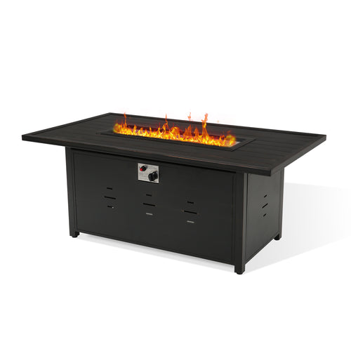 Chamber Outdoor Propane Fire Pit Table With Cover And Lid 55.25"W X 23.25''H