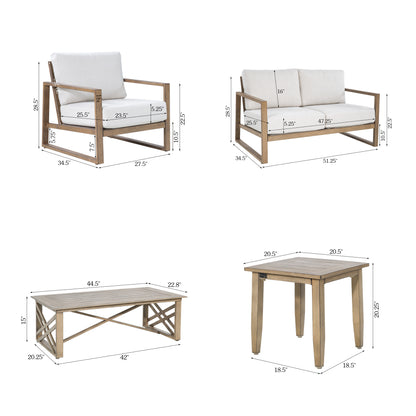 Hamarto 5 Pieces Aluminum Patio Conversation Loveseat Set With Olefin Cushions For 4 Person