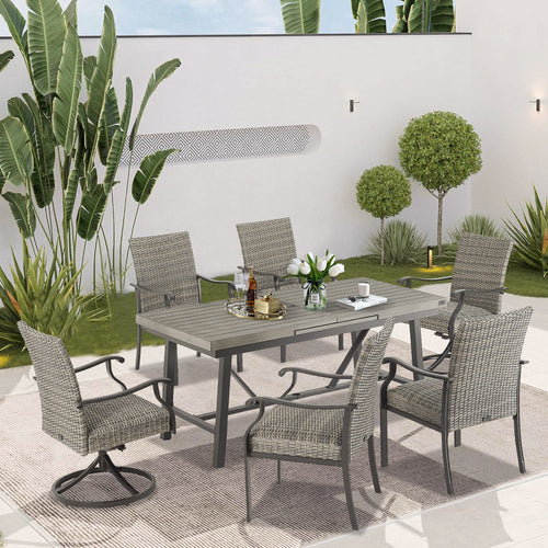 Patio 6 Person & 8 Person Automatic Extendable Dining Set