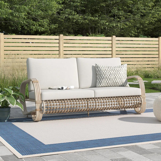 Arsterie 4 Pieces Aluminum Patio Loveseat Sets With Wicker Decoration