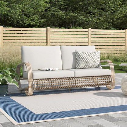 Arsterie 5 Pieces Aluminum Patio Loveseat Set With Wicker Decoration
