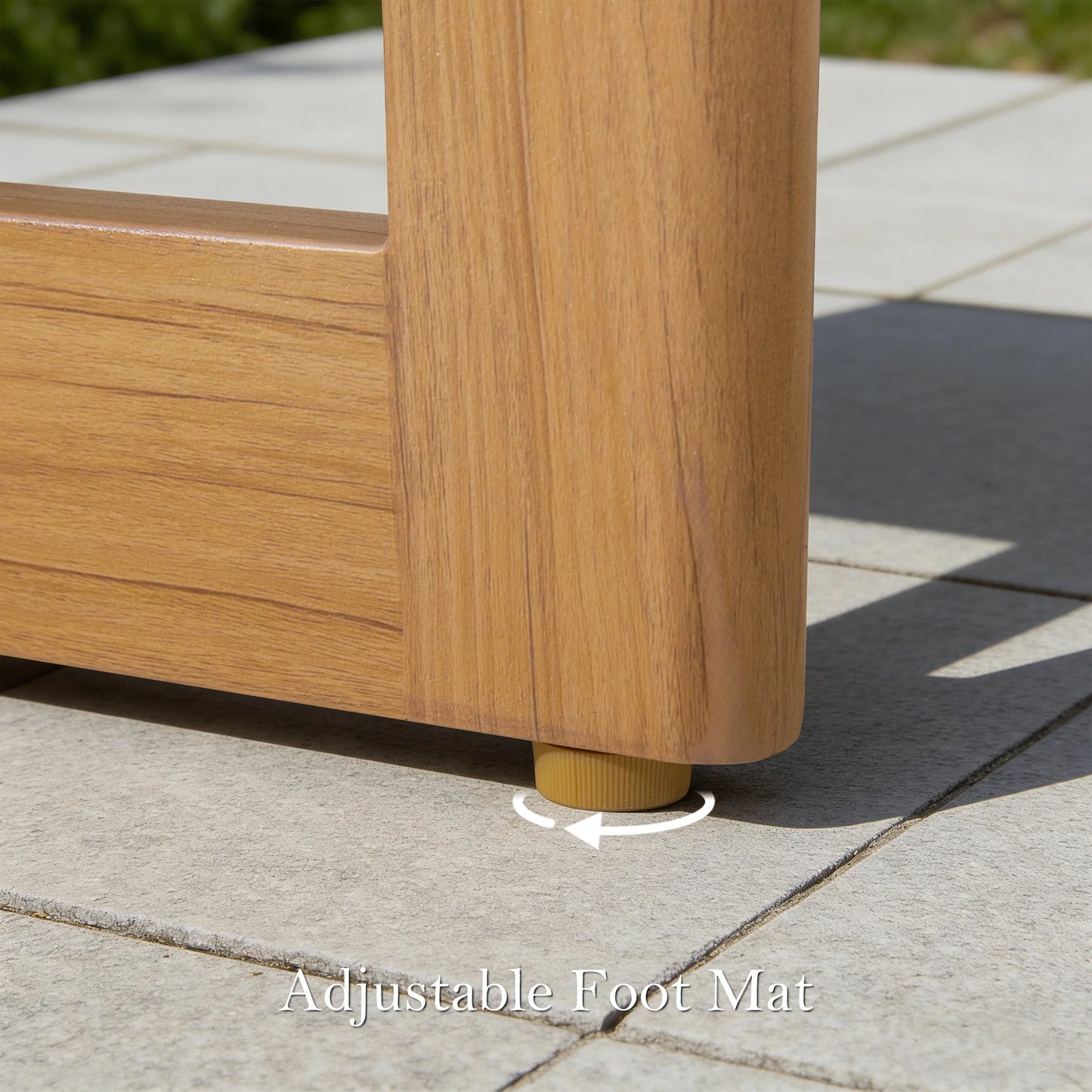 Sereno Aluminum Patio Ottoman With Teak Wood Grain