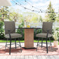 Set of 2 Outdoor Bar Stools Wicker Patio Counter Height Bar Stool Chairs Padded with Quick Dry Foam