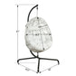Outdoor Egg Chair Hanging Swing Chair with Stand Patio Wicker Tear Drop Hammock Chair with Cushion, Beige