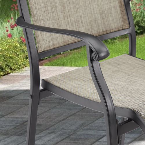 PEAKHOME Cast Aluminum Patio Dining Chairs with Sling, Set of 2