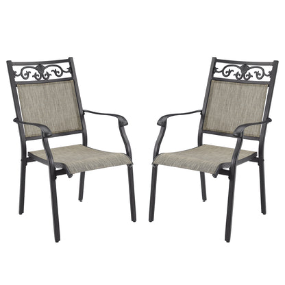 PEAKHOME Cast Aluminum Patio Dining Chairs with Sling, Set of 2