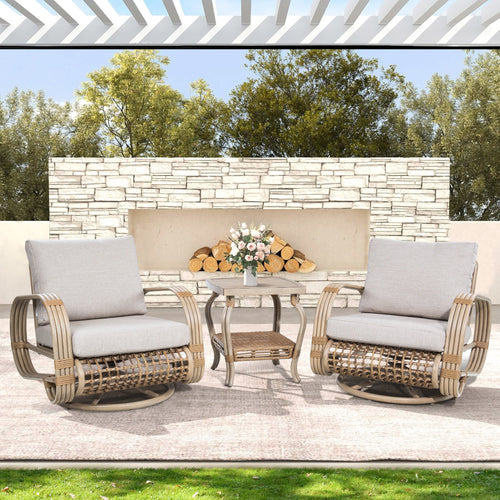 Peakhome furnishings Arsterie 3 Pieces Patio Club Chair Set Natural