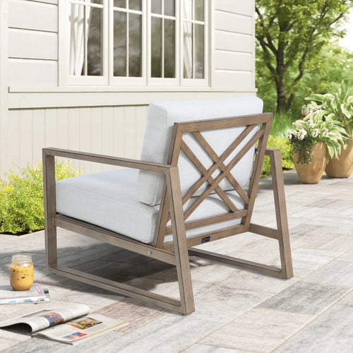 PEAKHOME Hamarto Patio Sofa Set with Fixed Chair and Concrete Coffee Table