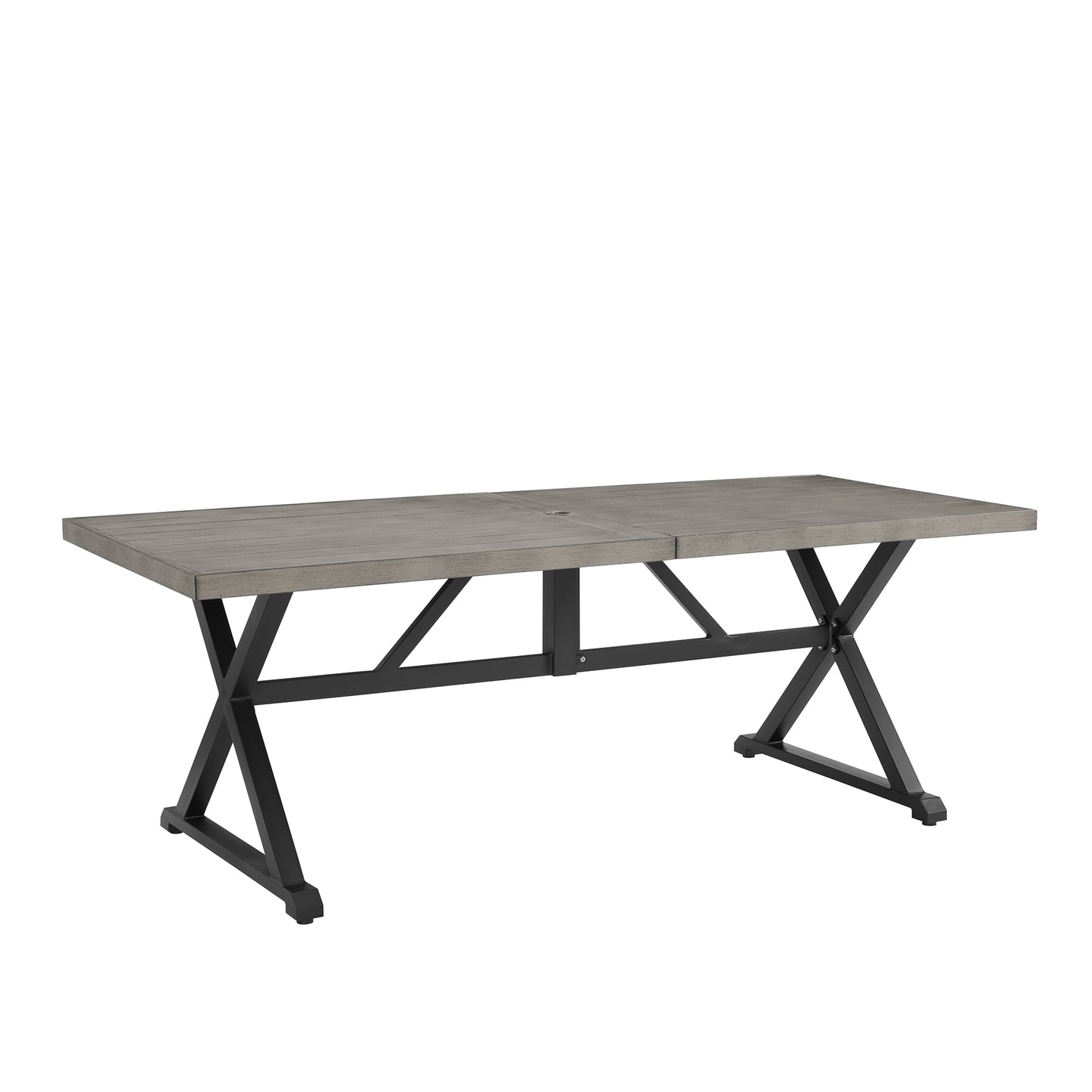 82.5” Outdoor Aluminum Rectangular Dining Table with 1.69” Umbrella Hole for 6 Person