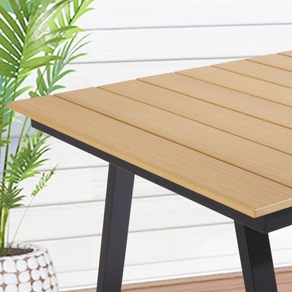 PEAKHOME Aluminum Patio Rectangular Dining Table with Resin Wood Slat