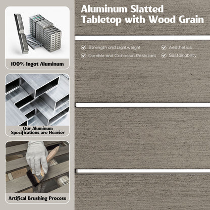 Peakhome Furnishings Patio 6-8 Person Automatic Extendable Dining Set With Armless Chair Padded Quick Dry Foam