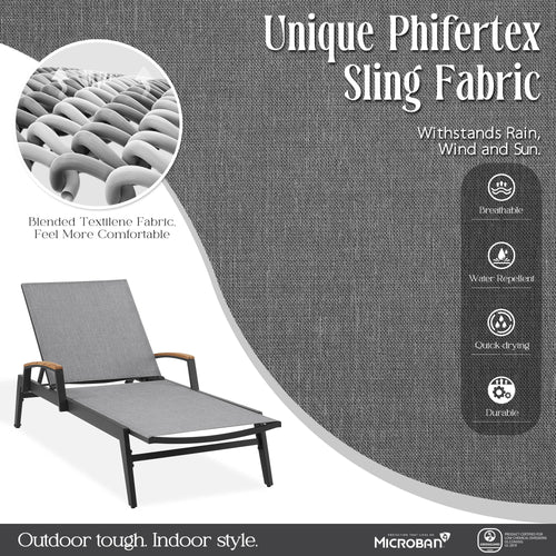 Canyon 2PCS Outdoor Aluminum Chaise Lounge With Phifertex® Sling Fabric