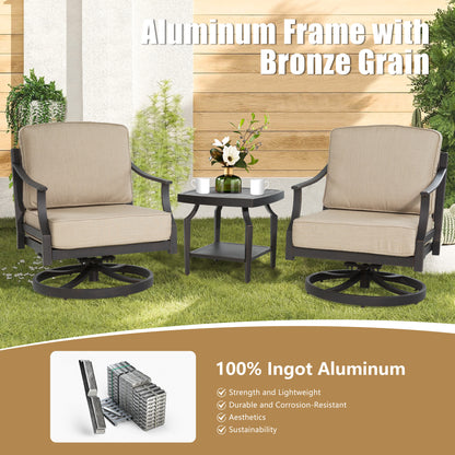 Tamarin 3 Pieces Aluminum Patio Bistro Set With Sunbrella® Cushions