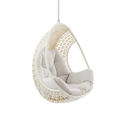 Patio Metal Egg Chair Wicker Hang Swing Chair with Cushion