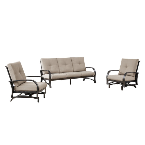 Chamber 3 Pieces Outdoor Aluminum Conversation Sofa Sets with Sunbrella® Cushions