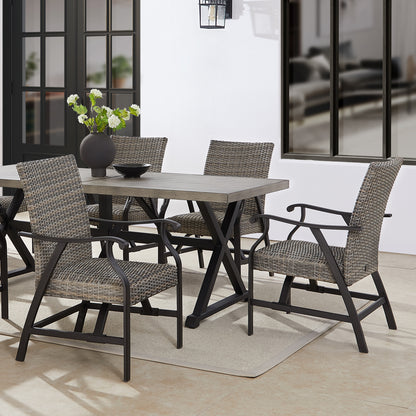 Pavane 2-Piece Patio Rattan Motion Rocking Dining Chairs Padded with Dry Quick Foam