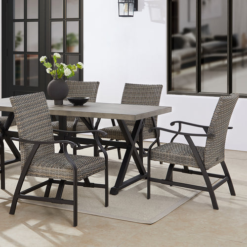 Pavane 2-Piece Patio Rattan Ding Chairs Outdoor Wicker Motion Rocking Chairs with Armrest and Padded with Dry Quick Foam