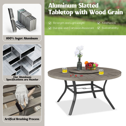 PEAKHOME Pavane Patio Round Dining Set With Lazy Susan and Quick-Drying Foam Chair