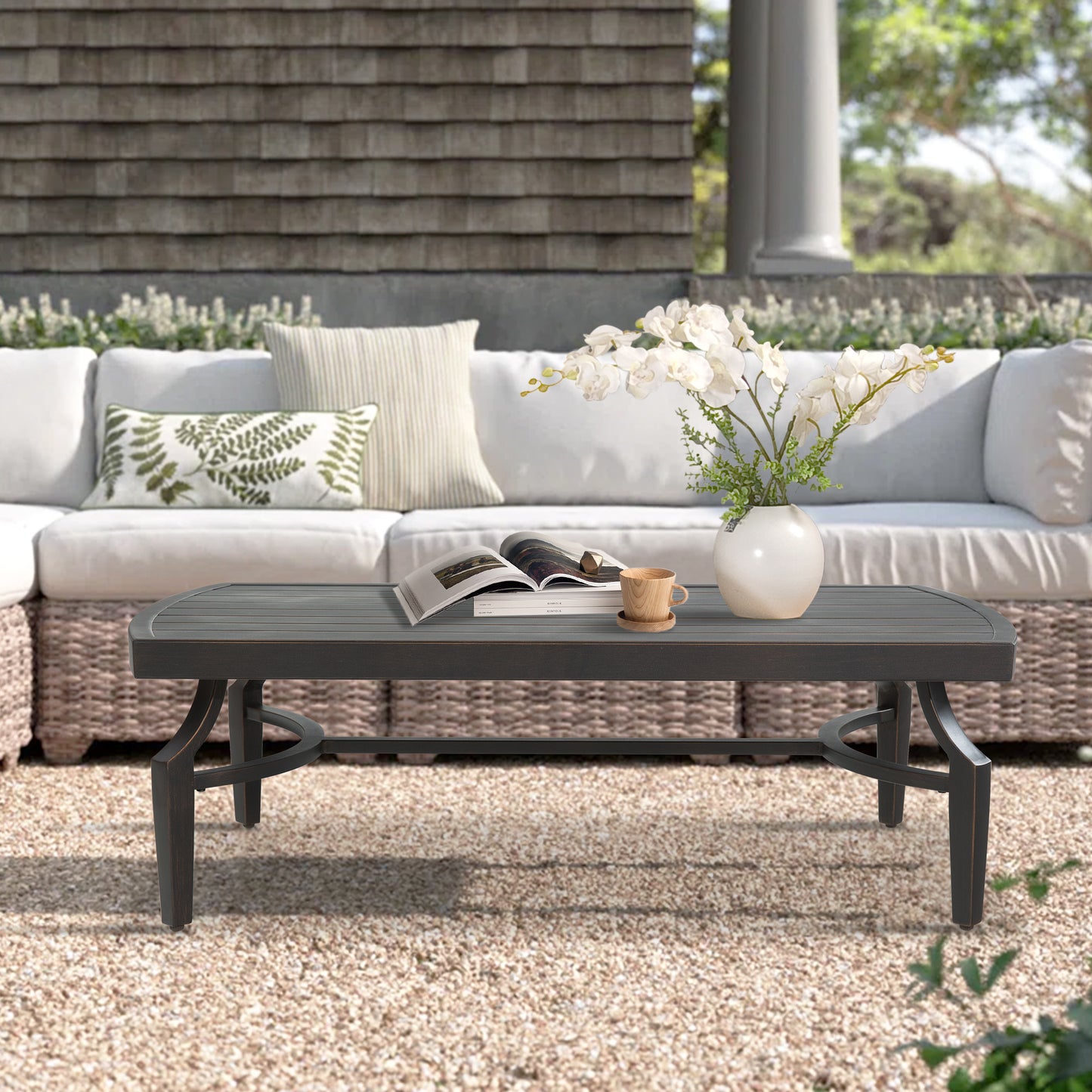 Tamarin Patio Aluminum Rectangular Coffee Table