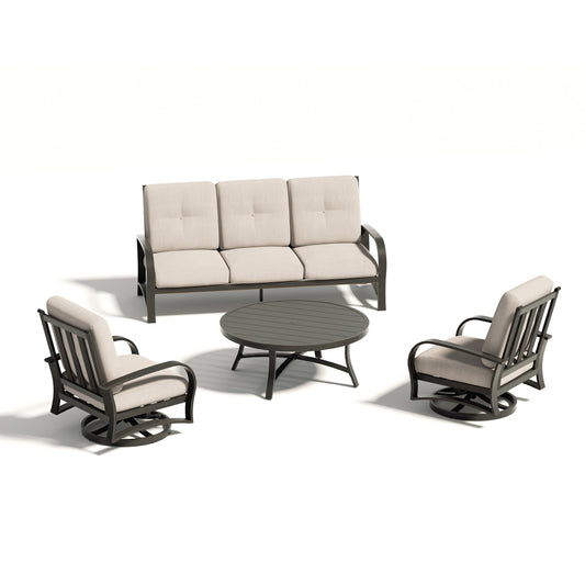 Chamber Aluminum 5 Seat Patio Conversation Sets With Sunbrella® Cushions