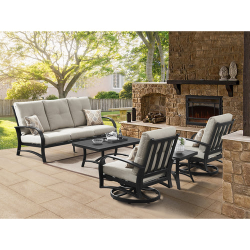 Peak Home Furnishings Chamber 5 Pieces Aluminum Outdoor Furniture Sofa Sets with Sunbrella® Cushions