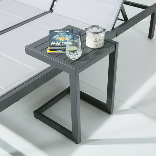 Patio Aluminum Side Table Outdoor Indoor C Shaped End Table