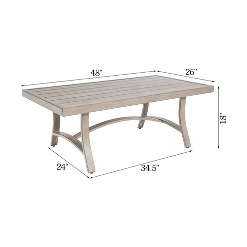 Chamber Patio Aluminum Coffee Table with Half Arc Bottom