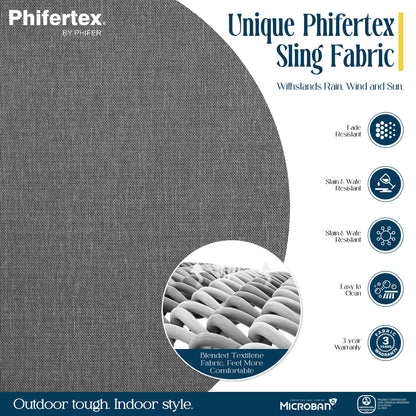 Chambray Patio Armrest Chaise Lounge Set With Phifertex®  Sling Fabric And Teak Top Side Table