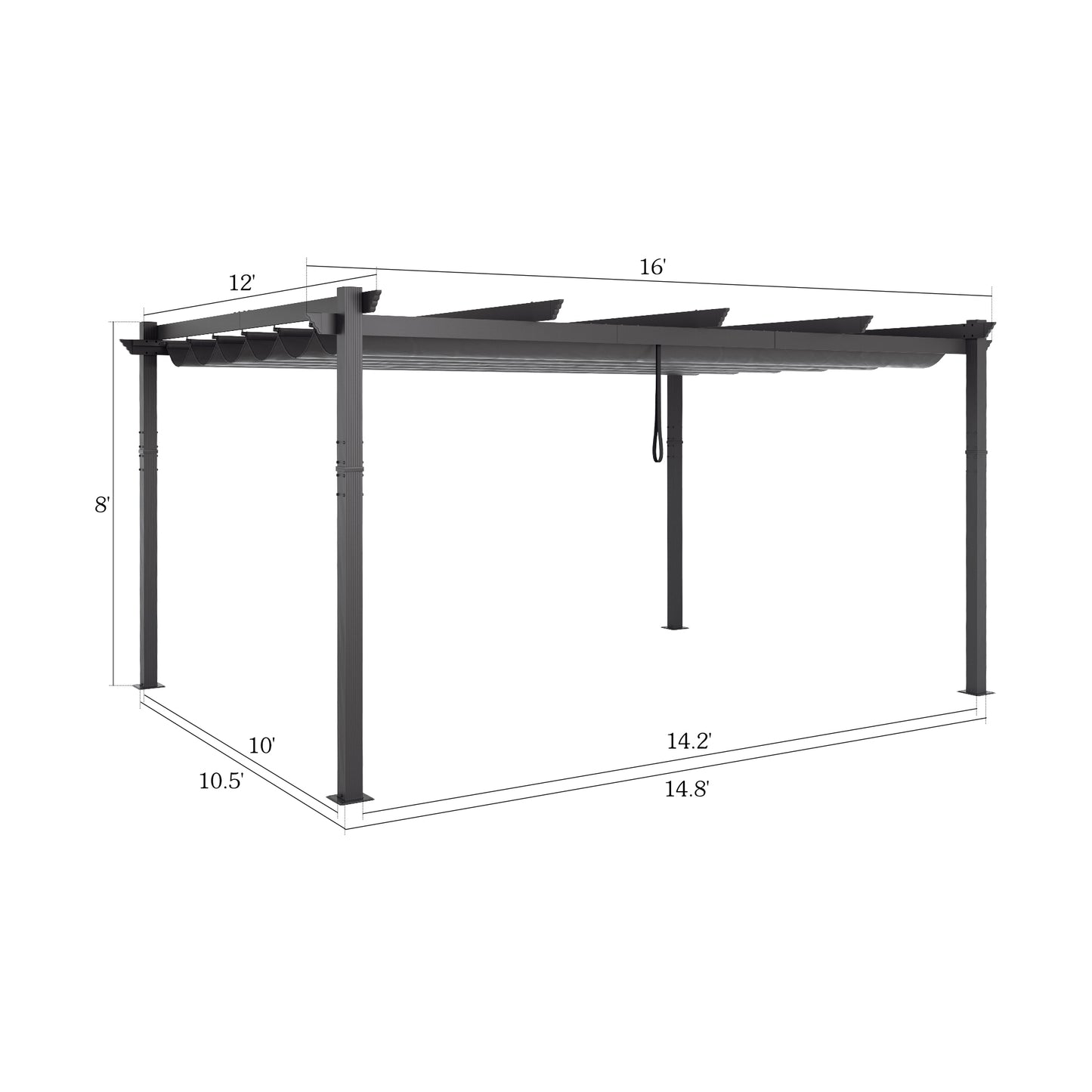 PATIO TREE 12Ft x 16Ft Patio Aluminum Retractable Pergola with Sun Shade Canopy Modern Backyard Deck