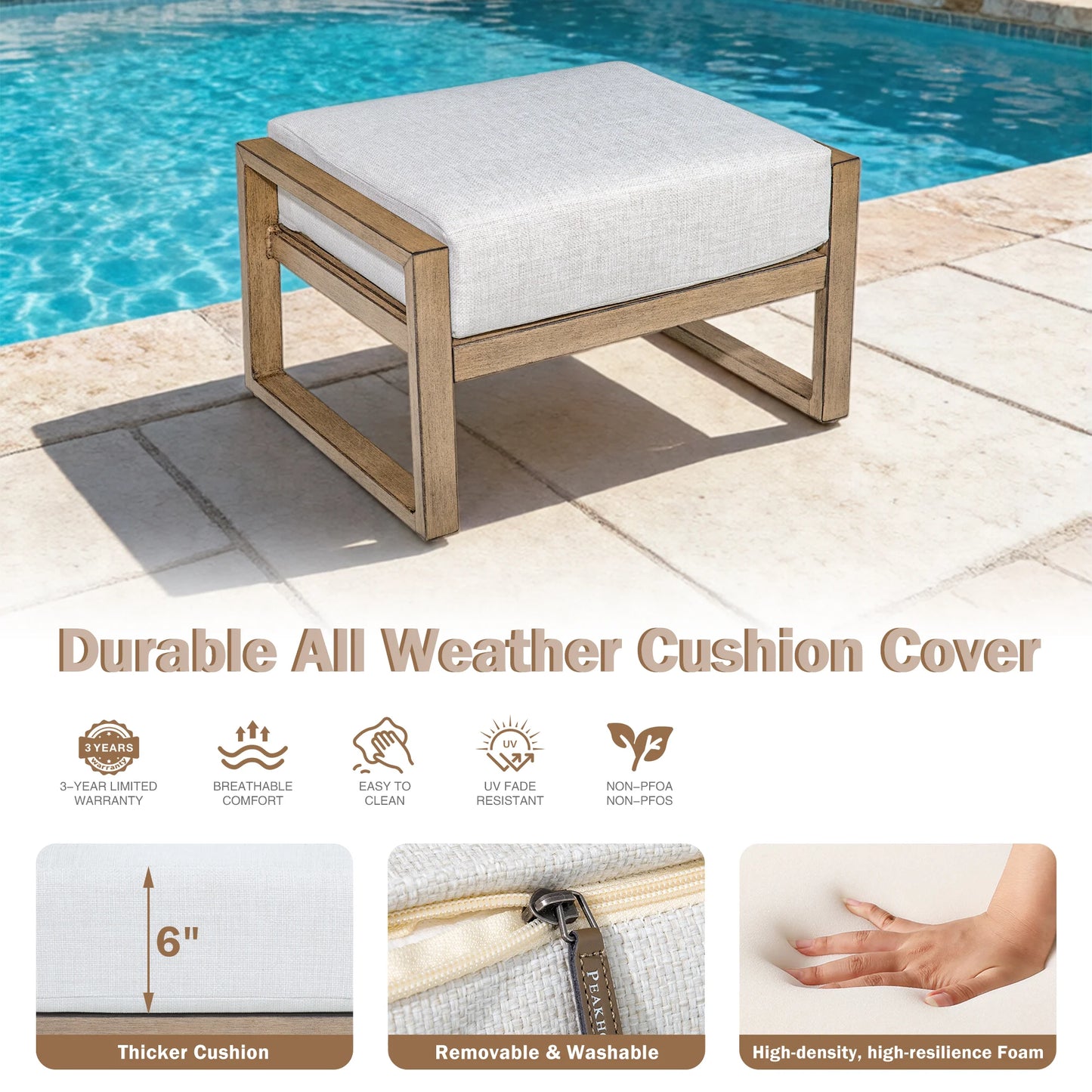 Hamarto Patio Aluminum Ottoman With Cushions