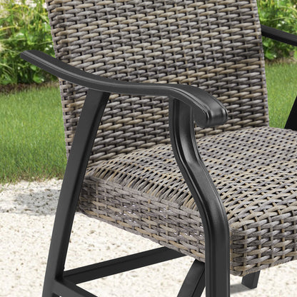 Pavane 2-Piece Patio Rattan Motion Rocking Dining Chairs Padded with Dry Quick Foam