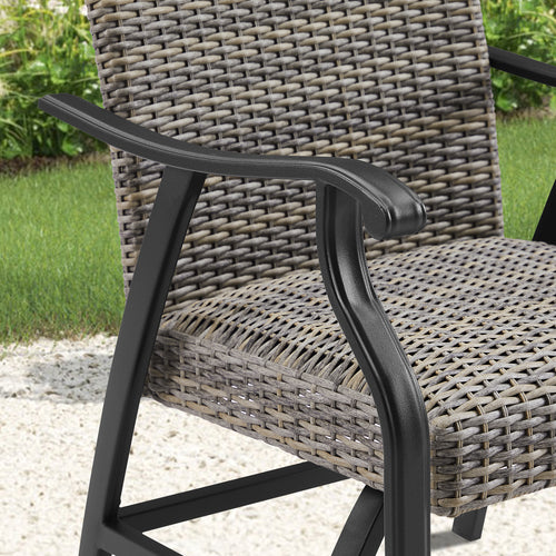 Pavane 2-Piece Patio Rattan Ding Chairs Outdoor Wicker Motion Rocking Chairs with Armrest and Padded with Dry Quick Foam