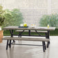3 Pieces Patio Dining Set Outdoor Aluminum Rectangular Dining Table and Steel Outdoor Bench
