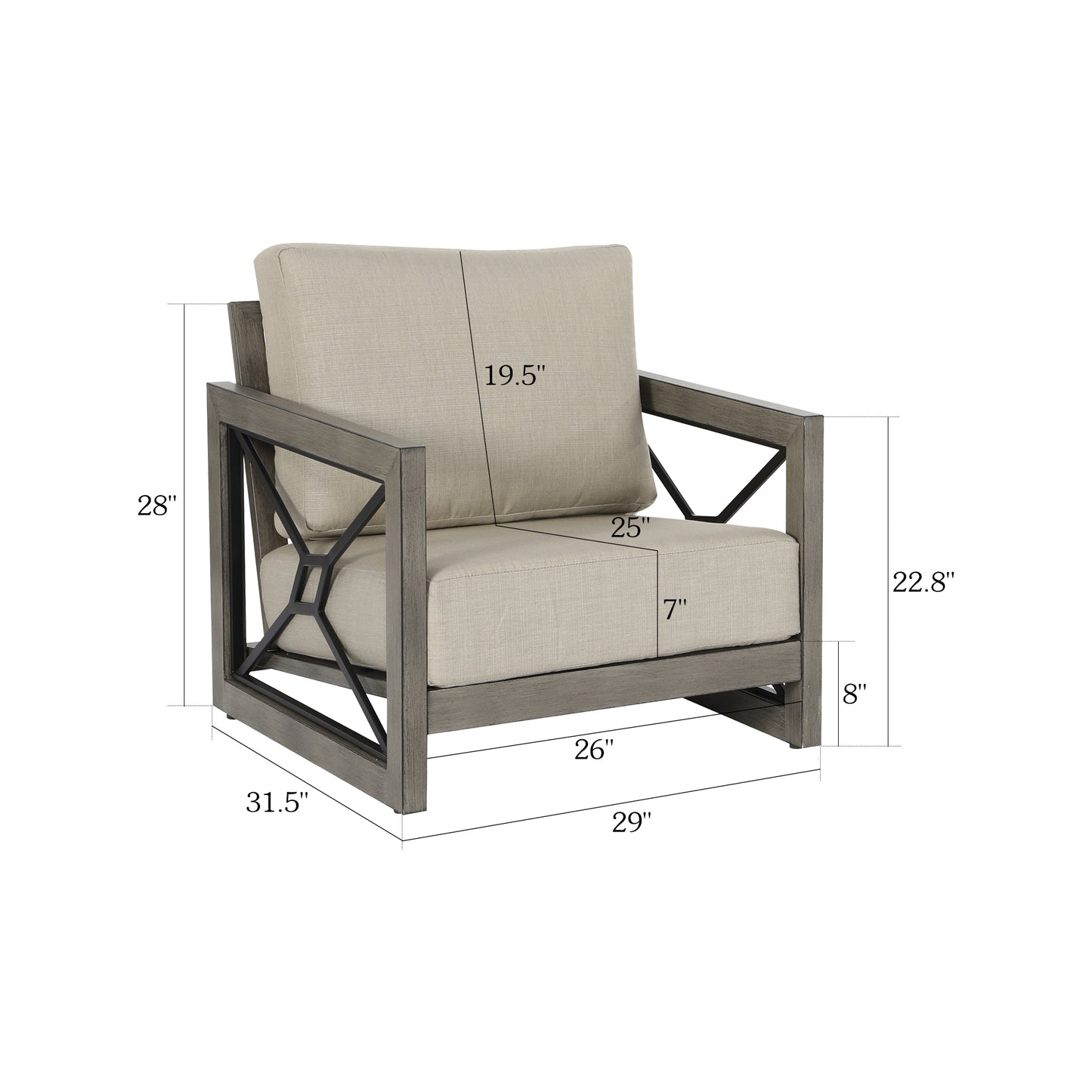 Marindo Patio Aluminum Club Chair With Sunbrella® Cushions