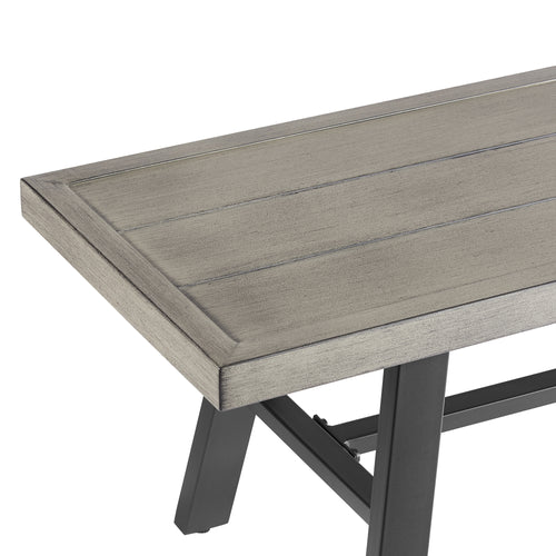 Azur 70” Outdoor Bench E-coating Metal Patio Garden Bench, Mix Gray