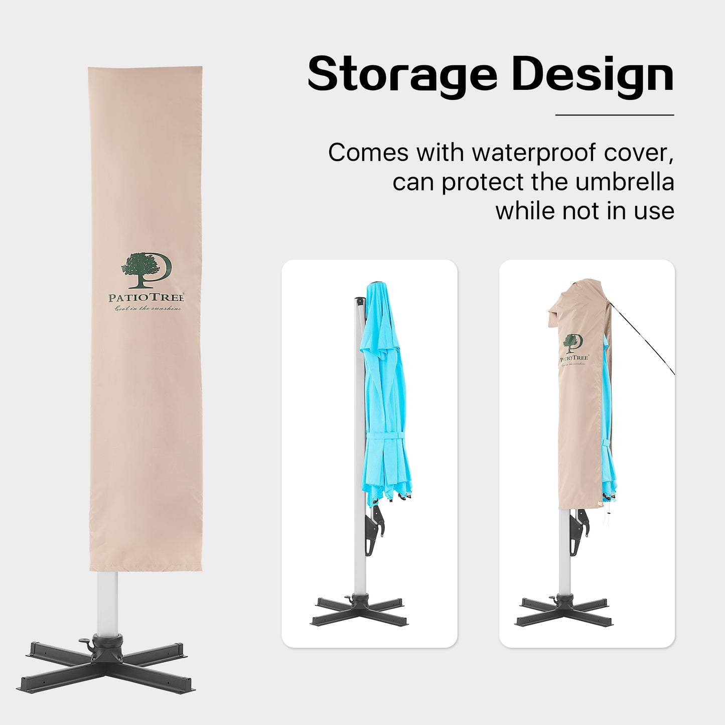 PATIO TREE Milano 10ft Square Cantilever Umbrella Double Top