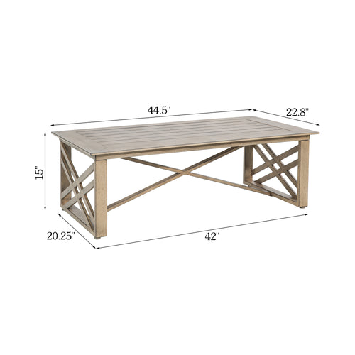 Hamarto Patio Aluminum Rectangular 44.5"L x 22.8"W Coffee Table