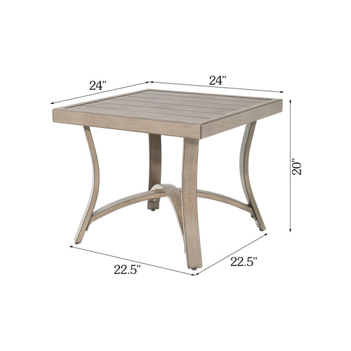 Chamber Patio Aluminum Square End Table with Half Arc Bottom