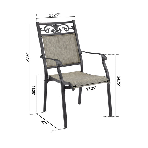 Outdoor Patio Dining Chairs - Stackable All-Weather Cast Aluminum Chairs with Sling, Set of 2