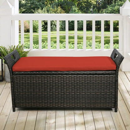 ULAX Outdoor Wicker Storage Bench with Cushion