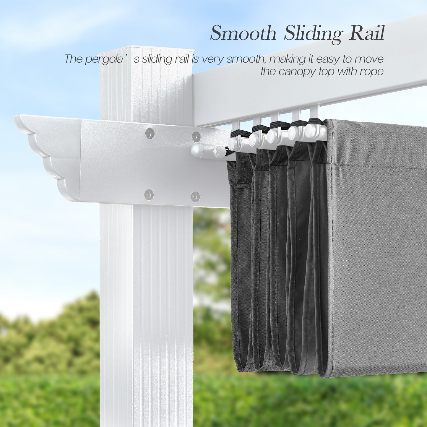10Ft x 13Ft Patio Aluminum Retractable Pergola with UV-Proof Canopy, White