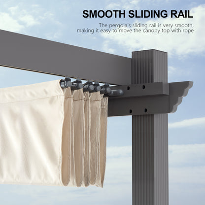 PATIO TREE 12Ft x 16Ft Patio Aluminum Retractable Pergola with Sun Shade Canopy Modern Backyard Deck